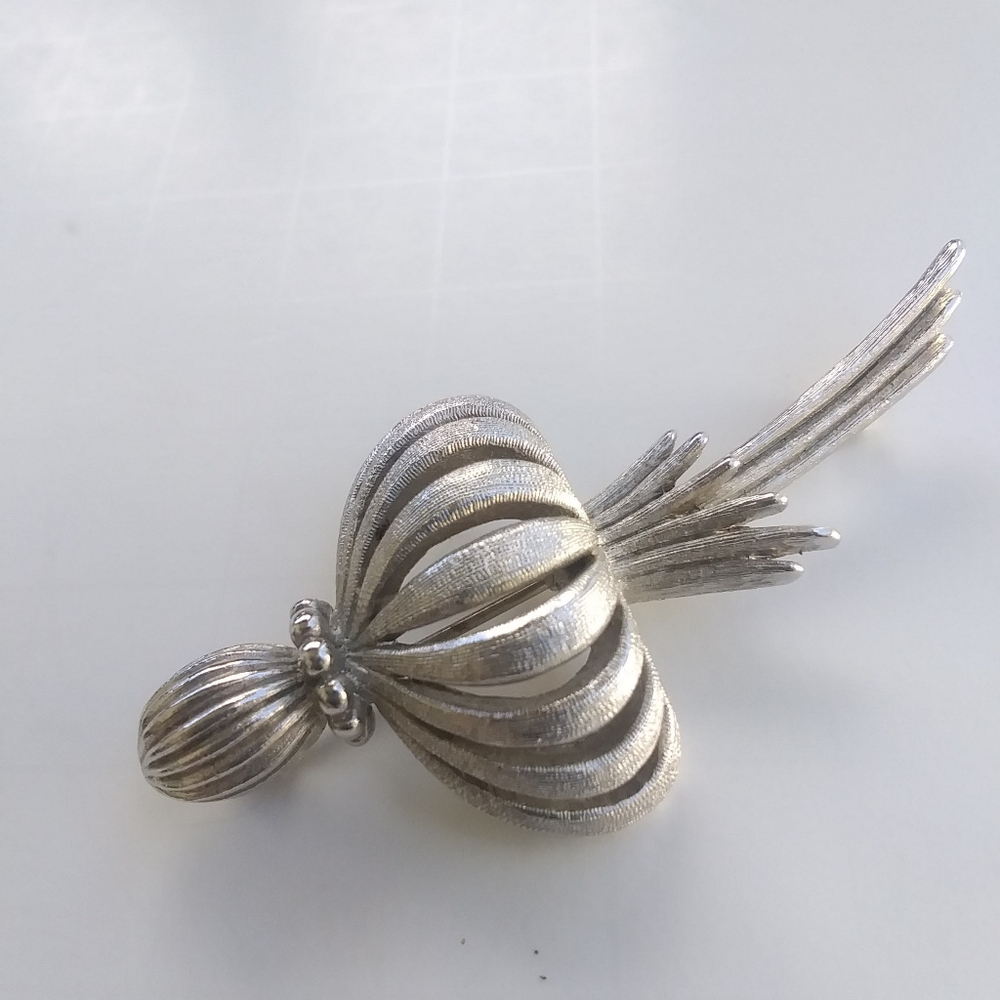 Vintage Monet Silver Tone Brooch, Thistle Flower?